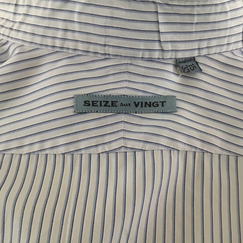 SEIZE OUR VINGT MENS PIN-STRIPPED BUTTON DOWN SHIRT/ SIZE 15/33 - Picture 8 of 10